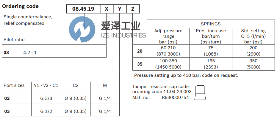 Rexroth Oil Control阀08451903023500A R930003499 爱泽工业izeindustries.png