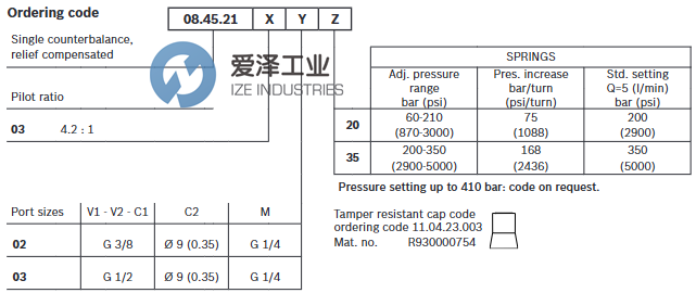 Rexroth Oil Control阀08452103023500B R930006771 爱泽工业izeindustries.png